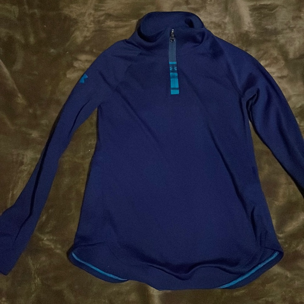 Under armour girls youth small blue graphic tech zip
